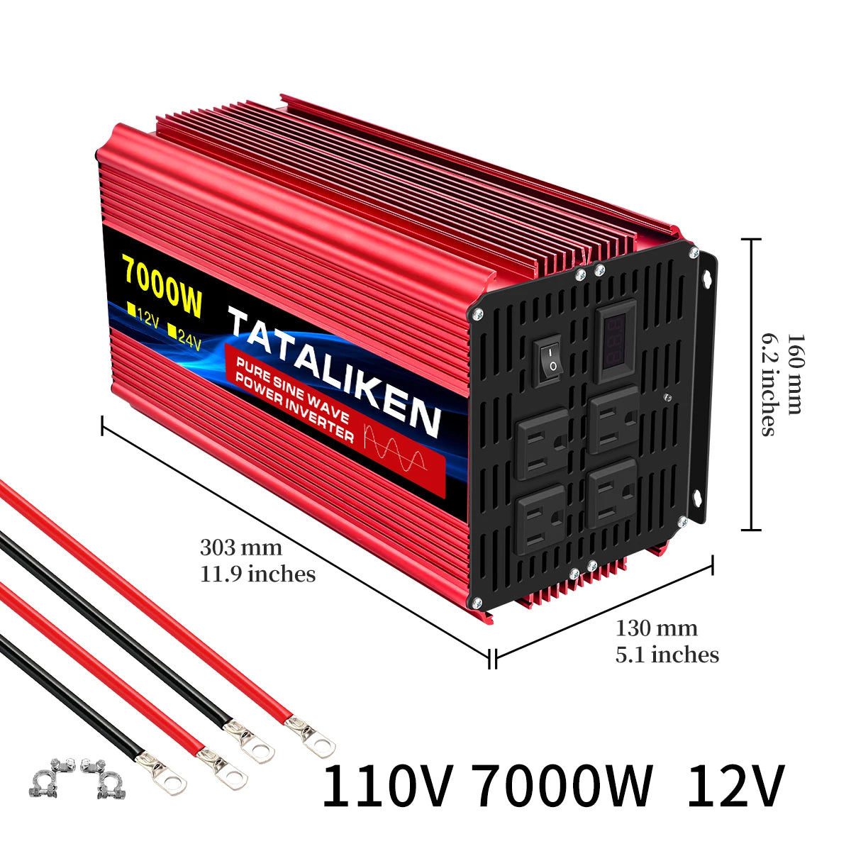 DC 12V/24V to AC 110V60HZ Pure Sine Wave Inverter screen 1600-10000w suitable for Car solar High Energy Converter with LED RISE DEFENSE SYSTEMS.AI PRODUCTS