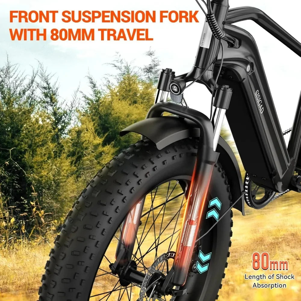 Electric Bike for Adults, Fat Tire,26" All-terrain Bicycle, Peak 1400W Motor, 50Miles Range and 32MPH Top Speed,7-Speed Ebike RISE DEFENSE SYSTEMS.AI PRODUCTS