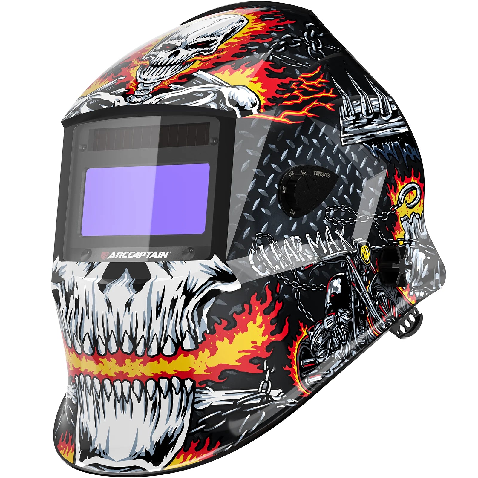 ARCCAPTAIN Welding Helmet Welder Mask Chameleon Large View True Color Solar Power Auto Darkening Welding For Arc Weld Grind Cut RISE DEFENSE SYSTEMS.AI PRODUCTS