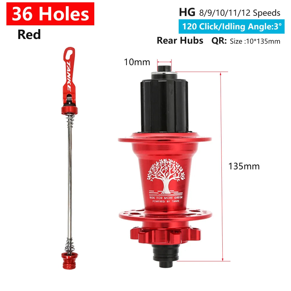 TANKE 120 Click Hub 6 Bearing MTB Mountain Bike Hub Front Rear Thru HG 28 32 36 Holes Disc Brake Bicycle Hubs 8 9 10 11 12 Speed RISE DEFENSE SYSTEMS.AI PRODUCTS