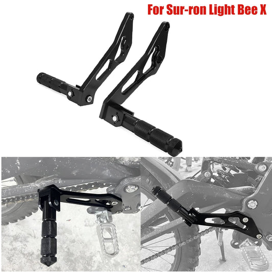 Motorcycles Foot Pegs Rear Passenger Pedal Mount Bracket Aluminum Moto Footrests For SURRON Sur-Ron Light Bee X Segway X160 X260 RISE DEFENSE SYSTEMS.AI PRODUCTS