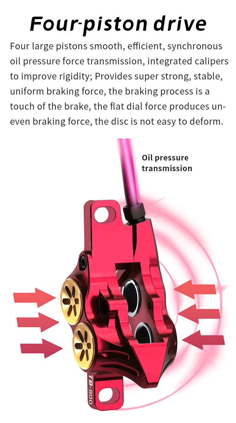 TANKE MTB 4 Piston Hydraulic Disc Brake 900/1700mm  4 Piston Resin Brake Pads Oil Pressure AM DH Road MTB Ultralight Disc Brake RISE DEFENSE SYSTEMS.AI PRODUCTS