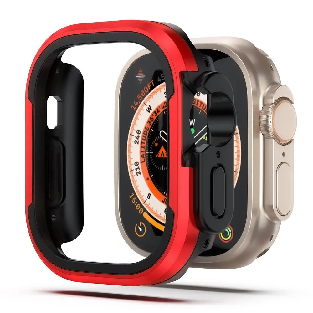 Aluminum alloy Case For Apple Watch Ultra 2 49mm series 9 8 7 6 se 5 TPU Bumper+Metal Frame For iWatch 45mm 41mm 44mm 40mm Cover RISE DEFENSE SYSTEMS.AI PRODUCTS