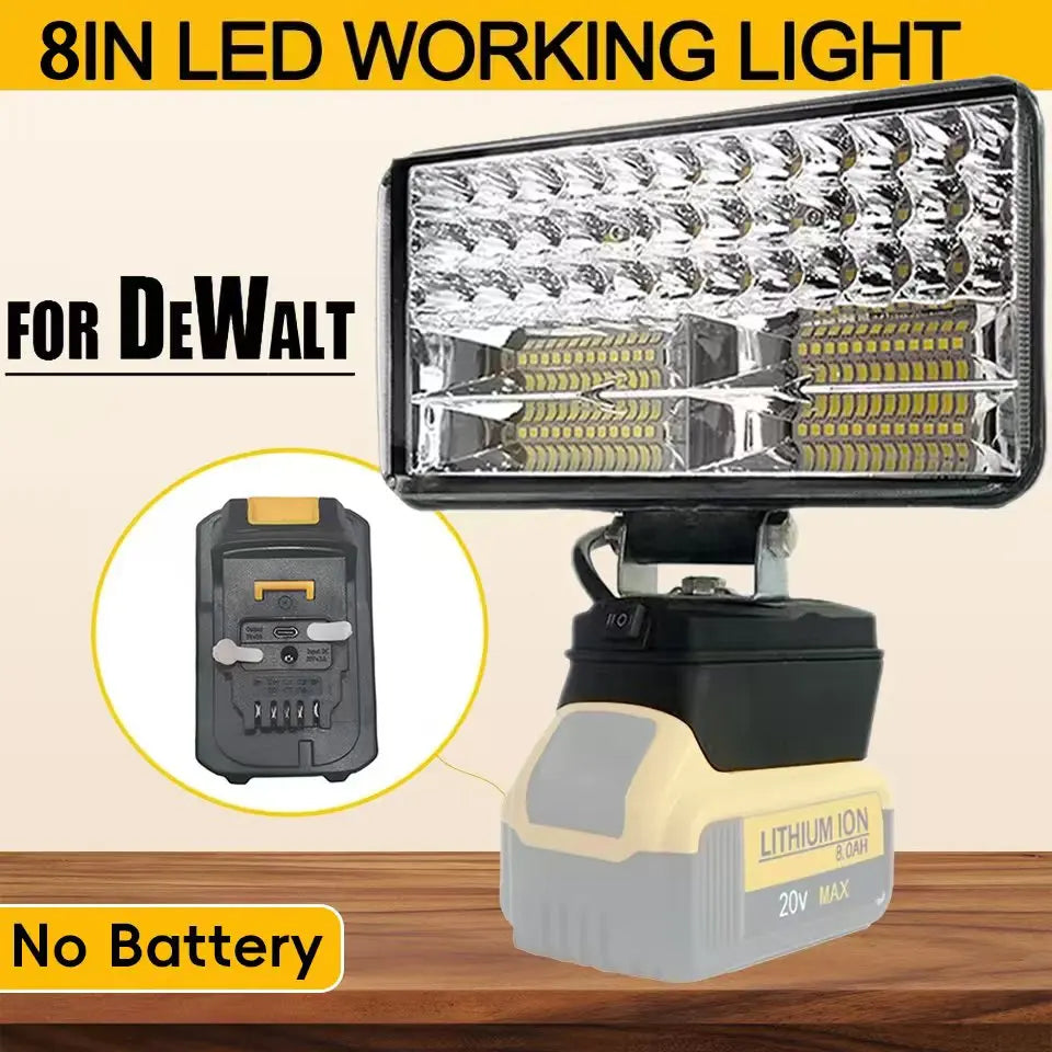 Led Light 3/4/5/8Inch Portable Spotlights Cordless Outdoor Work Fishing Handheld Emergency Tool Light Fit Dewalt 18V Battery RISE DEFENSE SYSTEMS.AI PRODUCTS