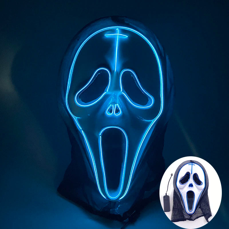 Halloween Film Theme Light Up Glowing Scary Mask LED Luminous Horror Purge Mask Cosplay Bar Party Supplies Neon Full Face Mask RISE DEFENSE SYSTEMS.AI PRODUCTS