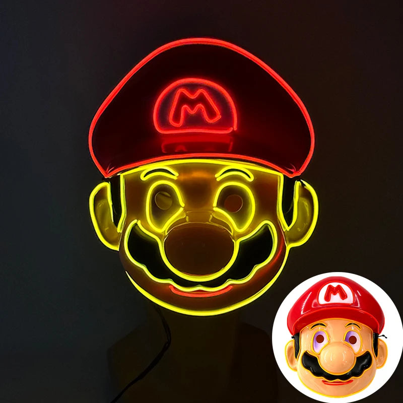 Halloween Film Theme Light Up Glowing Scary Mask LED Luminous Horror Purge Mask Cosplay Bar Party Supplies Neon Full Face Mask RISE DEFENSE SYSTEMS.AI PRODUCTS