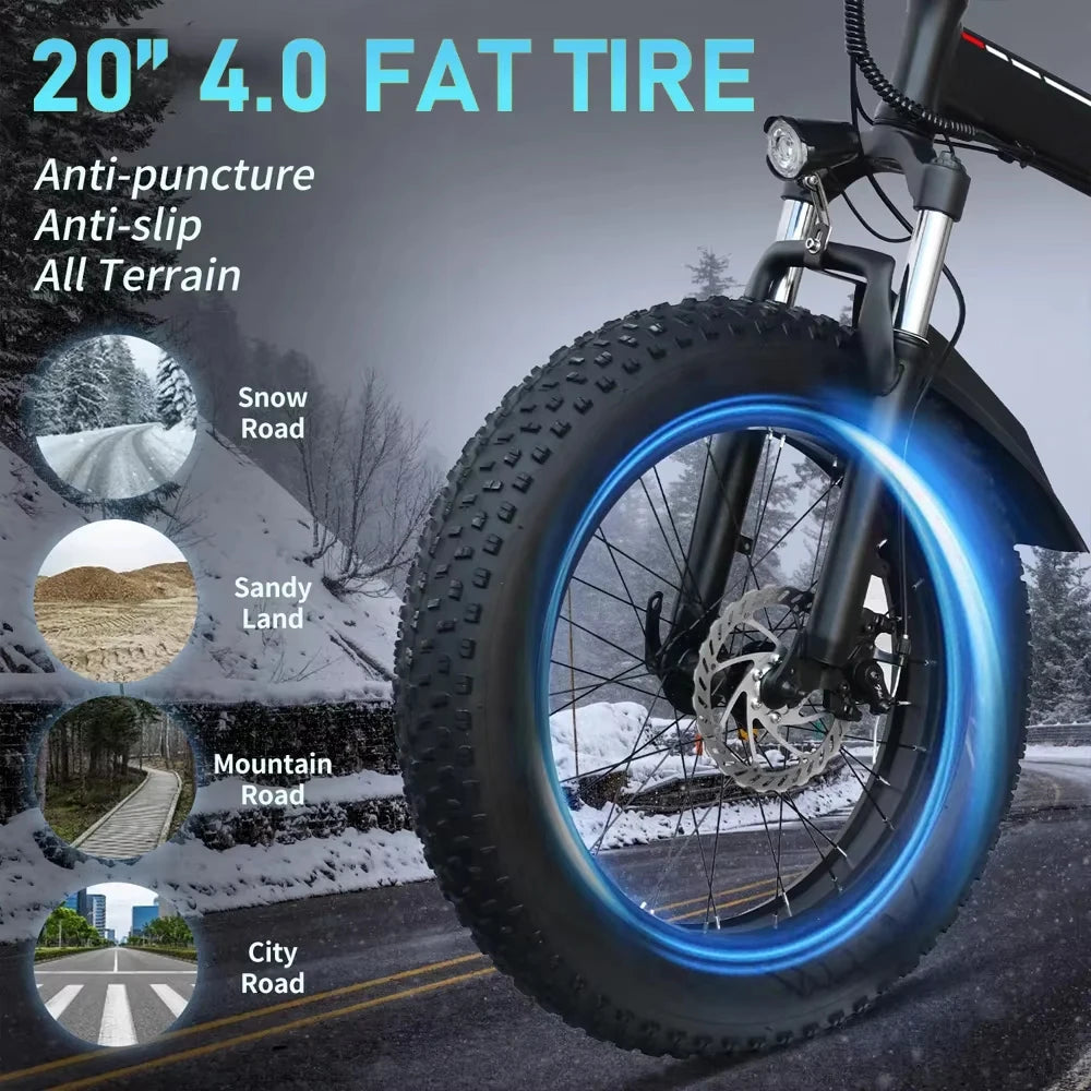 HX Q22 Pro 2000W Adult Ebike Electric Bike Folding 62KM/H 35AH 48V 20 inch Fat Tire Electric Bicycle Off-road Cycling Bike RISE DEFENSE SYSTEMS.AI PRODUCTS