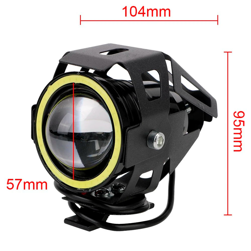 LED headlight for motorcycle Cree LED Angel Eyes DHO U7, strobe light for motorcycle with tube mount RISE DEFENSE SYSTEMS.AI PRODUCTS