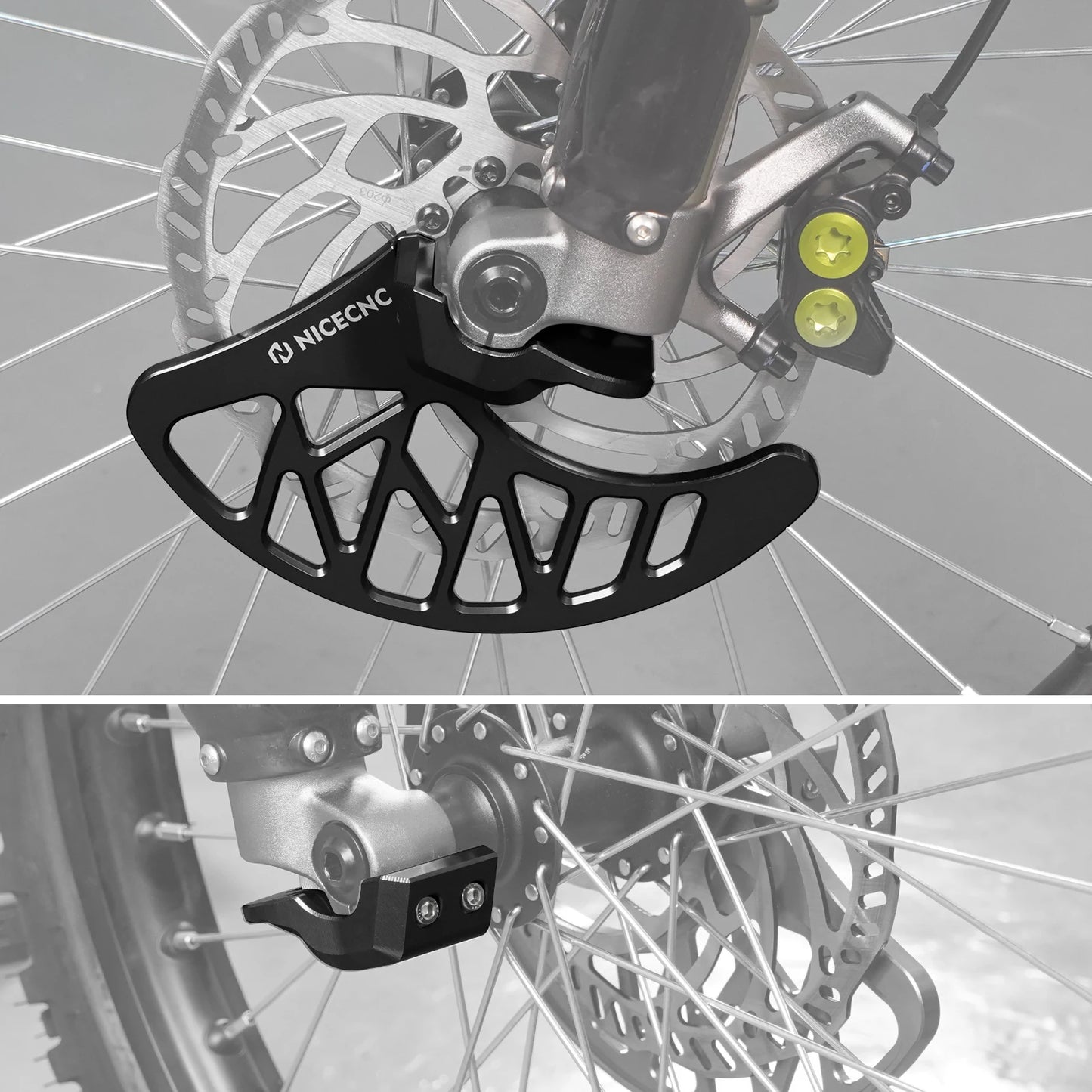 NICECNC Electric Dirt Bike Front Brake Disc Guard Front Fork Lower Leg Cover Kit For Surron Light Bee X S L1E Segway X160 X260 RISE DEFENSE SYSTEMS.AI PRODUCTS