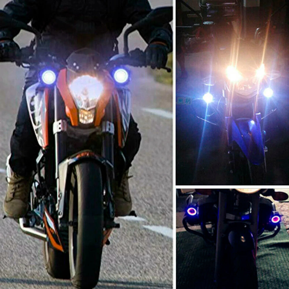 LED headlight for motorcycle Cree LED Angel Eyes DHO U7, strobe light for motorcycle with tube mount RISE DEFENSE SYSTEMS.AI PRODUCTS