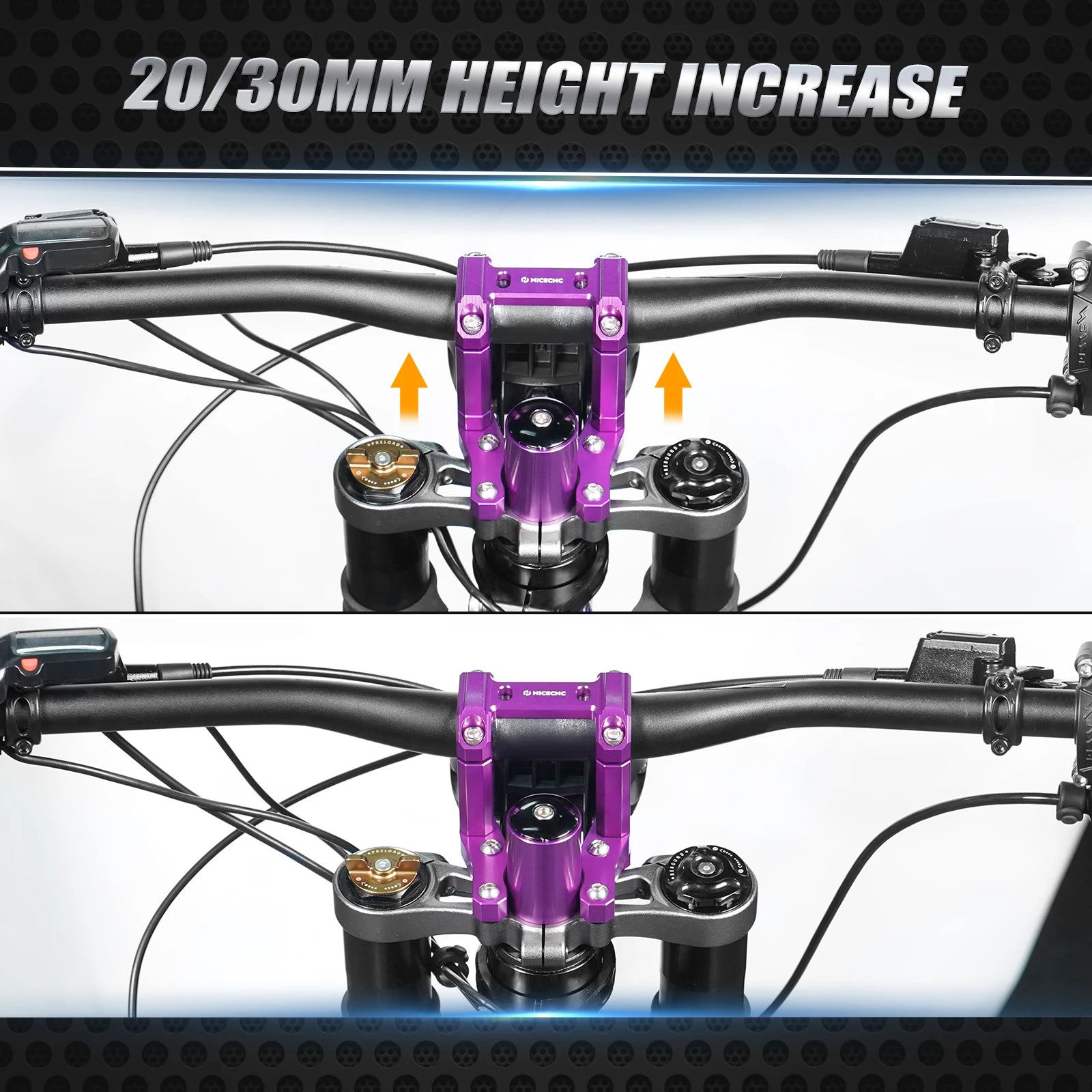 NICECNC For Surron Light Bee X S L1E Electric Dirt Bike Front Handlebar Bar Riser Mount Bracket Front Rear Brake Reservoir Cover RISE DEFENSE SYSTEMS.AI PRODUCTS