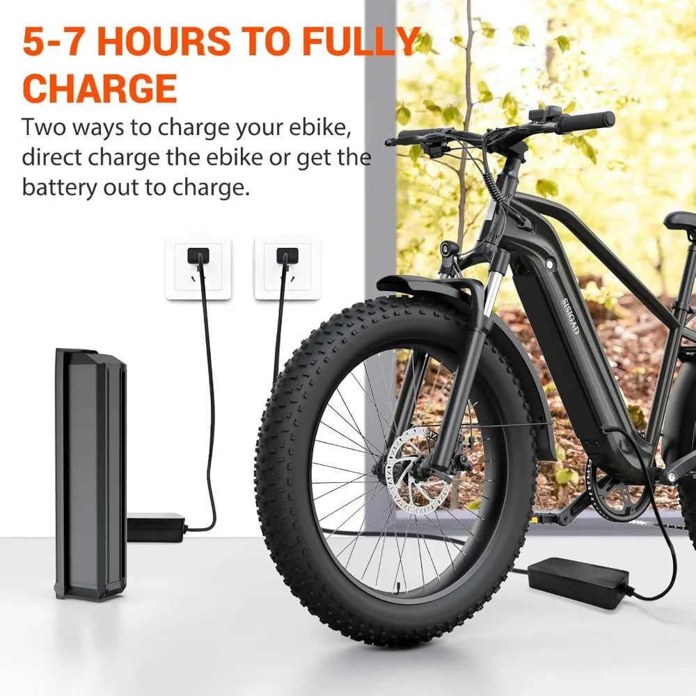 Electric Bike for Adults, Fat Tire,26" All-terrain Bicycle, Peak 1400W Motor, 50Miles Range and 32MPH Top Speed,7-Speed Ebike RISE DEFENSE SYSTEMS.AI PRODUCTS