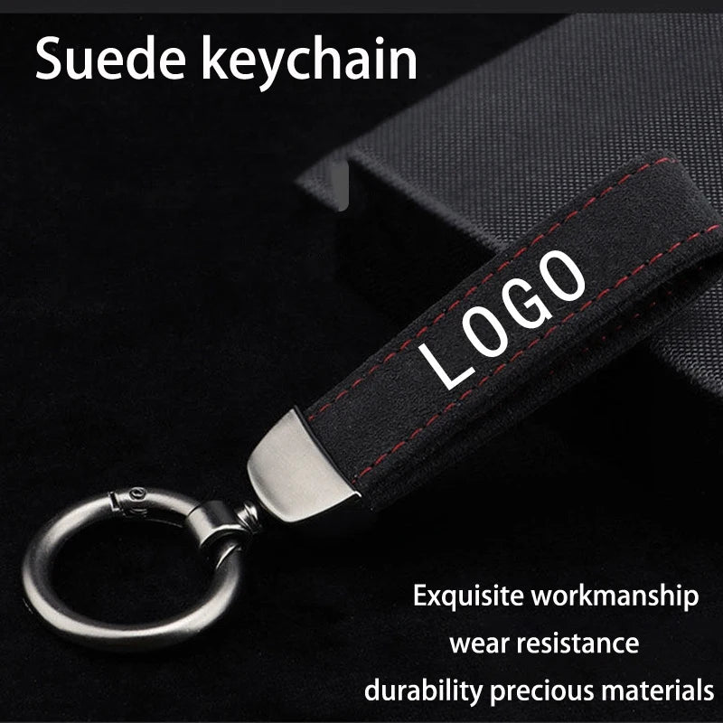 Suede Metal Buckle Car Keychain Business Gift with Logo keyring For Mitsubishi Lancer Car Styling Accessories RISE DEFENSE SYSTEMS.AI PRODUCTS