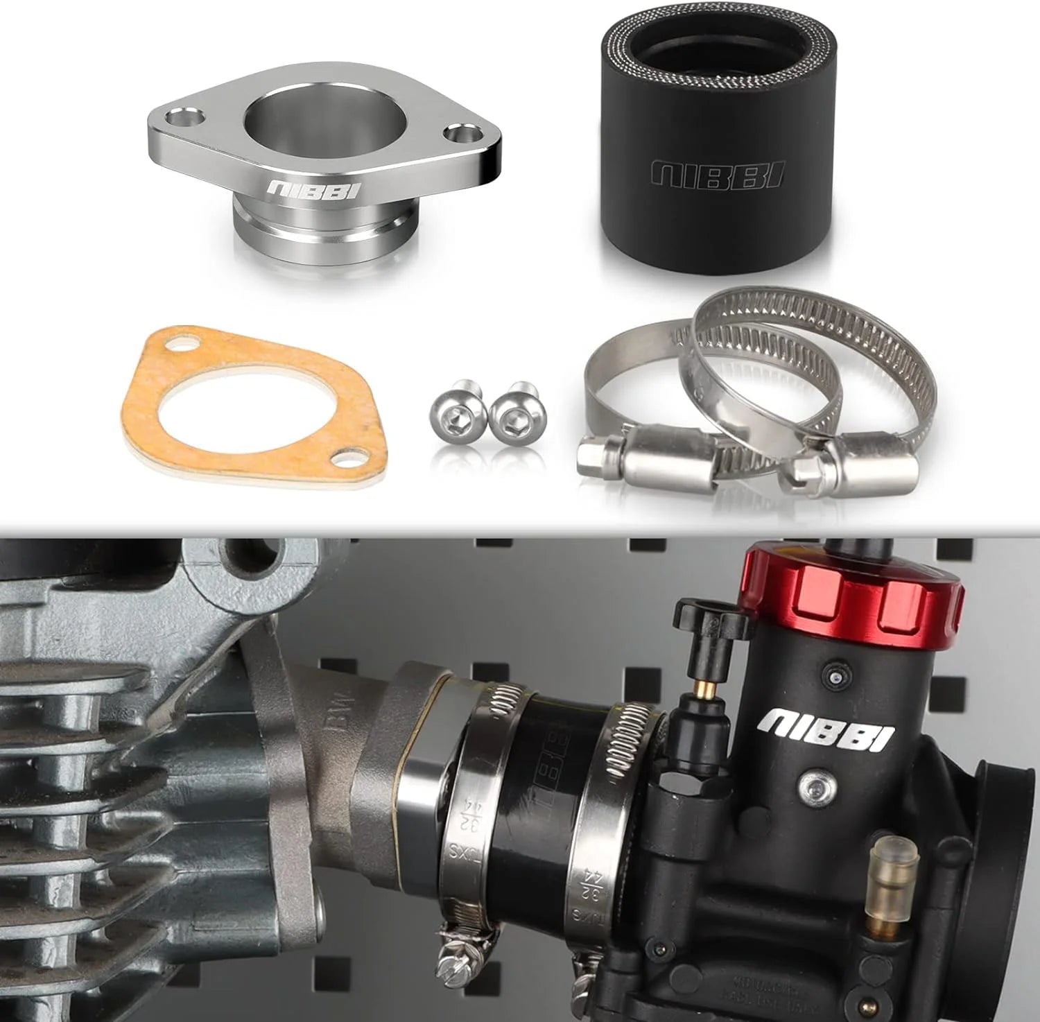 NIBBI CNC Intake Manifold Replacement for CG Engine Horizontal Engines High-Performance Motorcycle PE PWK Carburetor Adapter RISE DEFENSE SYSTEMS.AI PRODUCTS