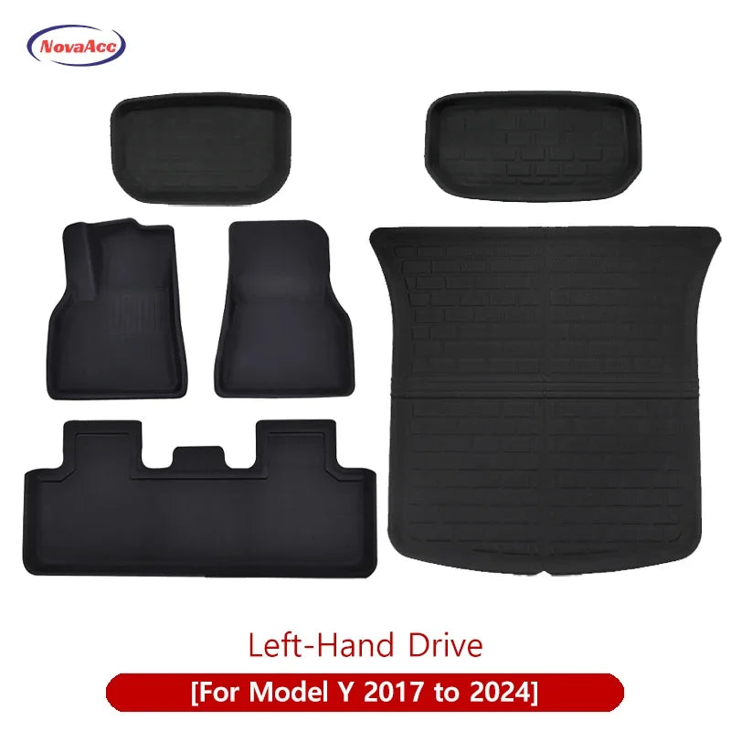 For Tesla Model Y 3 Highland Floor Mat Trunk Luggage Mat LHD RHD 2017 to 2024 2025 Left Right Rudder Four Seasons Floor Liner RISE DEFENSE SYSTEMS.AI PRODUCTS