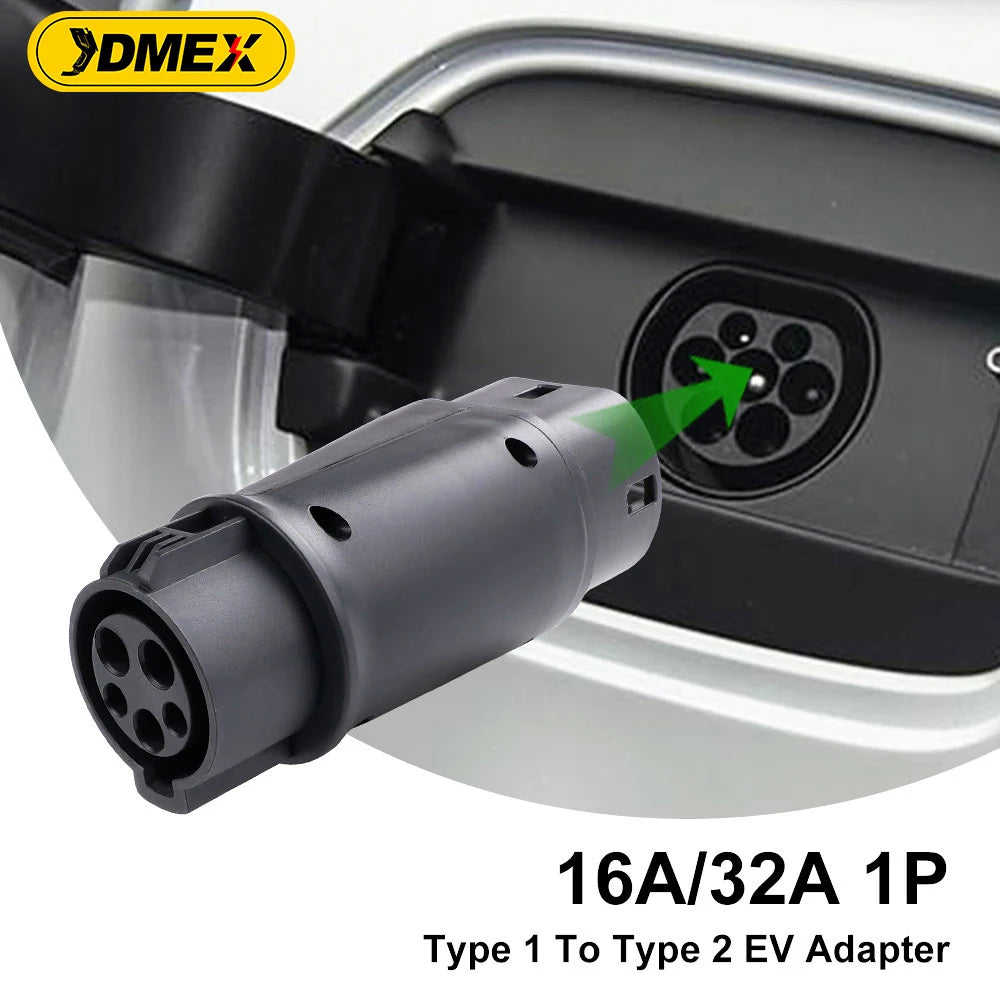 JDMEX Electric Vehicle Charging Connector Type 1 J1772 to Type 2 EV Adapter Type 1 to Type 2 IEC 62196-2 EVSE Charger EV Adaptor RISE DEFENSE SYSTEMS.AI PRODUCTS