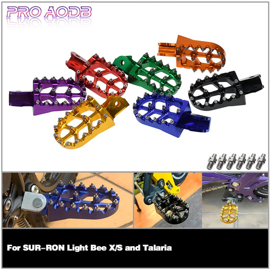 Motocross CNC Forge Footpegs Foot Pegs Rests Pedals For Surron Sur-Ron Light Bee X/S and Talaria Electric Dirt Bike Footrest RISE DEFENSE SYSTEMS.AI PRODUCTS