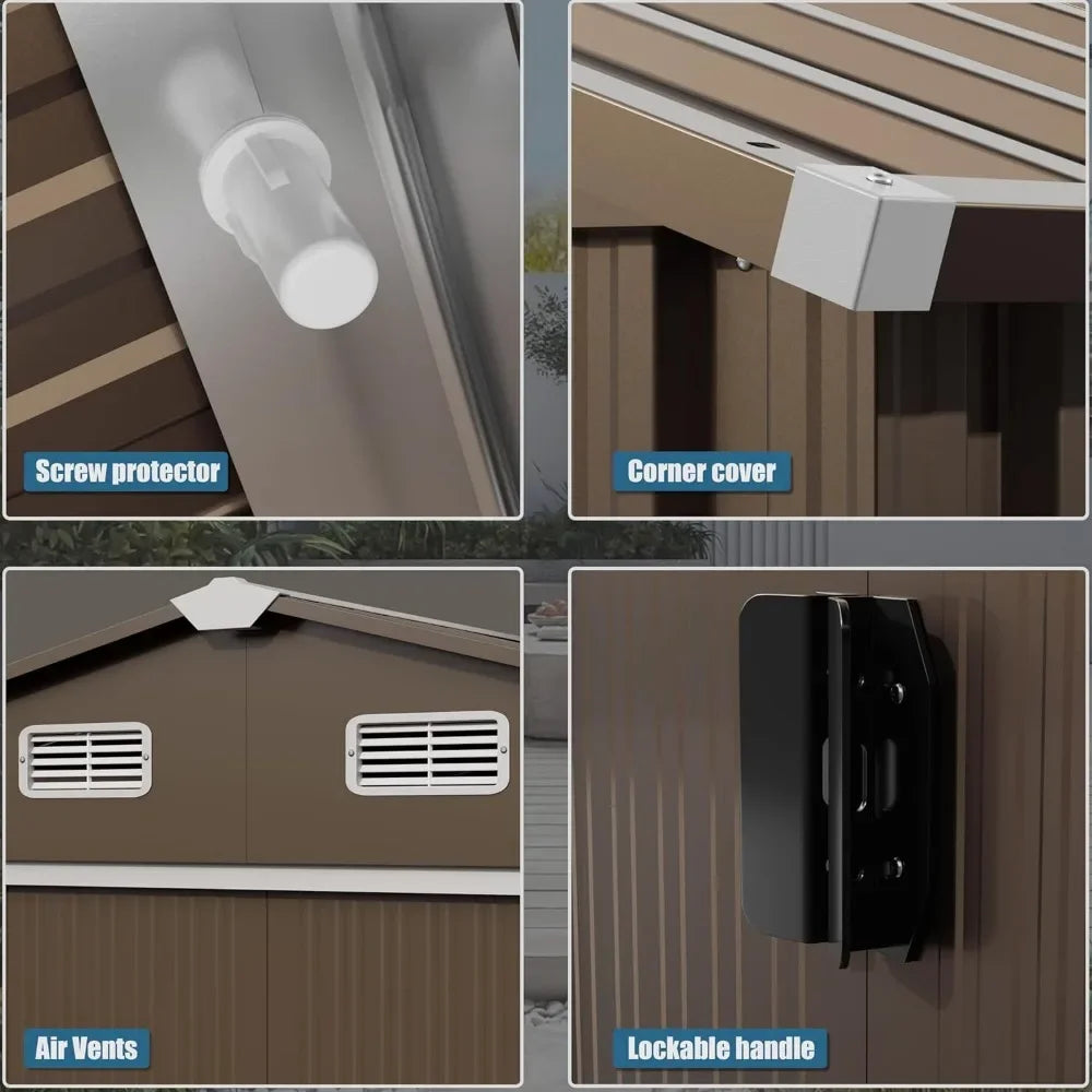 Lockable Door Metal Tool Shed with Sliding Door and Air Vents, Storage House for Gardening Tools, Metal Storage Shed for Garden RISE DEFENSE SYSTEMS.AI PRODUCTS