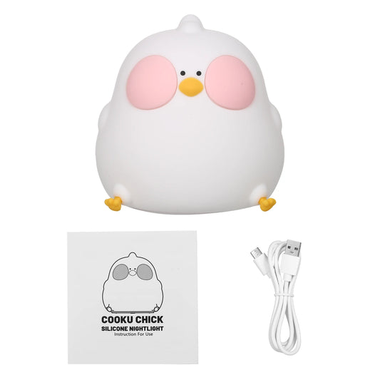 RGB Changing Nightlight Cute Chicken Night Light Silicone Chick Bedside Nursery Lamp Dimmable Rechargeable Tap Control for Baby RISE DEFENSE SYSTEMS.AI PRODUCTS