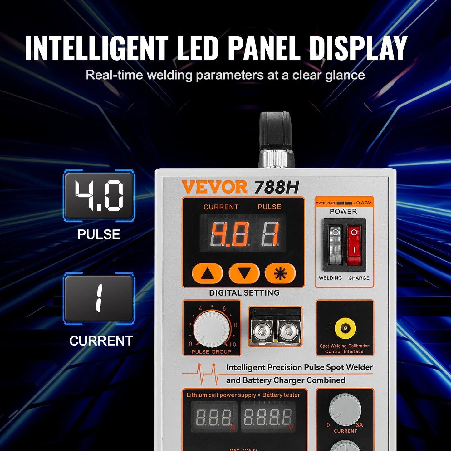 VEVOR Battery Spot Welder 788H Portable Battery Welding Machine with 2 Welding Modes  LED Lighting for 18650 14500 Battery Packs RISE DEFENSE SYSTEMS.AI PRODUCTS