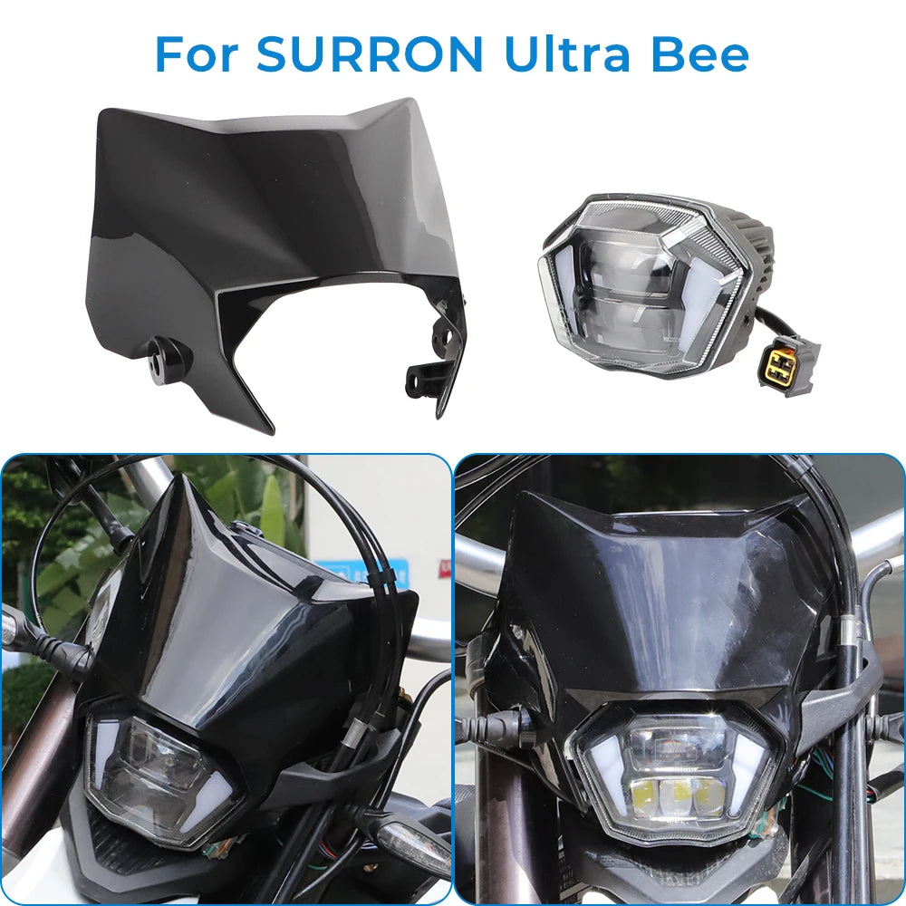 OEM Original Headlight For Surron Ultra Bee Electric Cross-country Bike Front Lamp Light Cover FUll Black UB Headlamp Cover RISE DEFENSE SYSTEMS.AI PRODUCTS