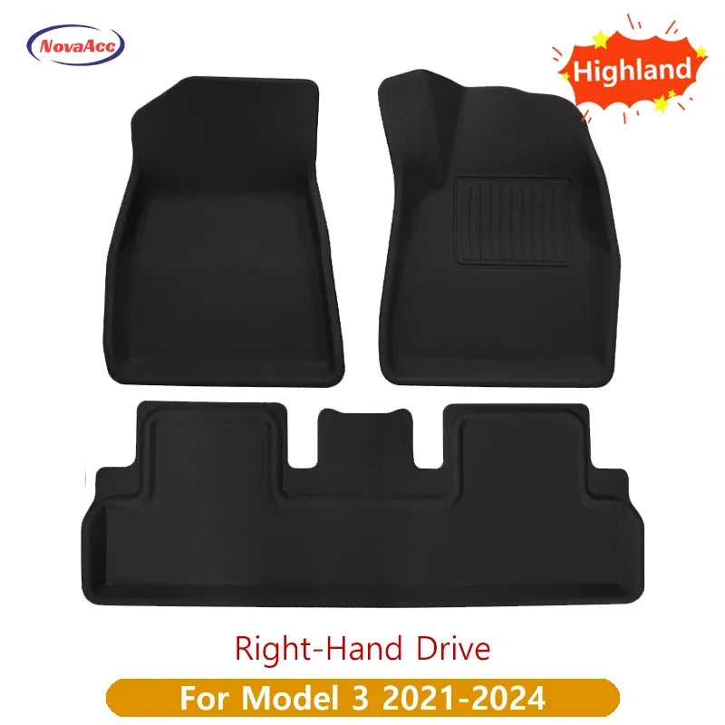 For Tesla Model Y 3 Highland Floor Mat Trunk Luggage Mat LHD RHD 2017 to 2024 2025 Left Right Rudder Four Seasons Floor Liner RISE DEFENSE SYSTEMS.AI PRODUCTS
