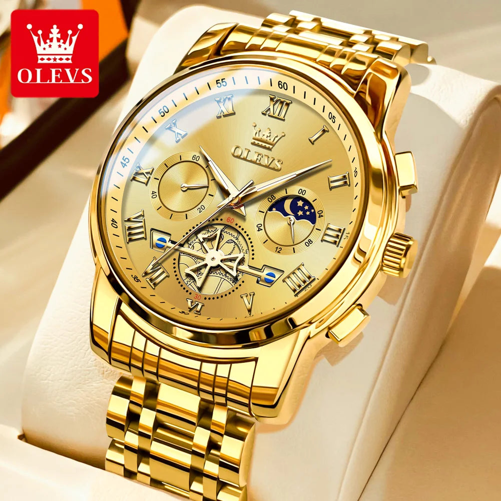 OLEVS Men’s Watch Analog Quartz Movement Business Stainless Steel Waterproof Luminous Chronograph Day Date Male Wrist Watches RISE DEFENSE SYSTEMS.AI PRODUCTS