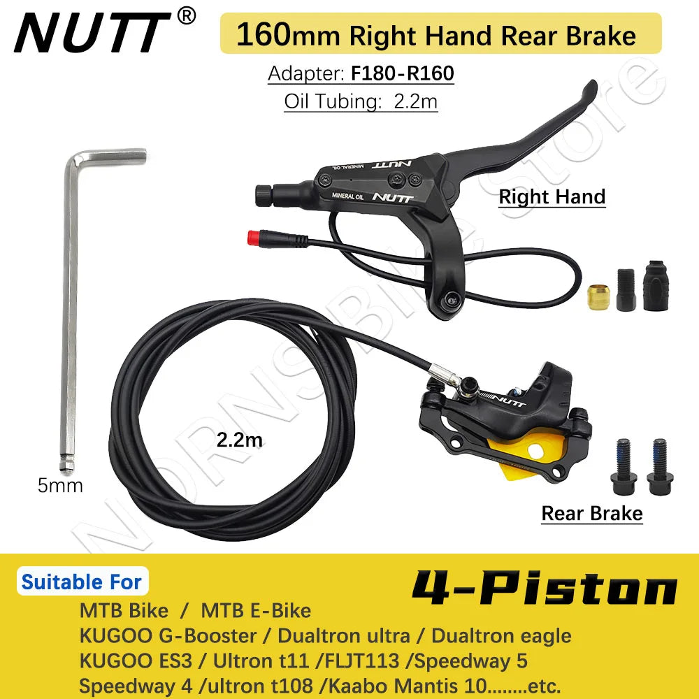 NUTT 4 Piston Y-5 Electric E-Bike Scooter Disc Brake Hydraulic Bicycle 140 160 180 Rotor For A5-D KUGOO Dualtron Kaabo Mantis RISE DEFENSE SYSTEMS.AI PRODUCTS