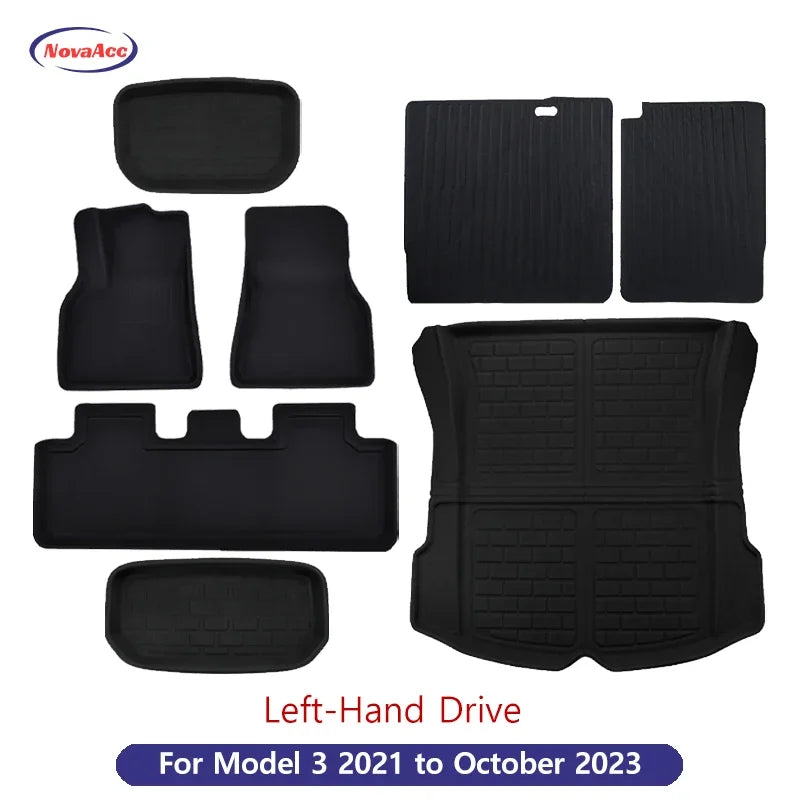 For Tesla Model Y 3 Highland Floor Mat Trunk Luggage Mat LHD RHD 2017 to 2024 2025 Left Right Rudder Four Seasons Floor Liner RISE DEFENSE SYSTEMS.AI PRODUCTS