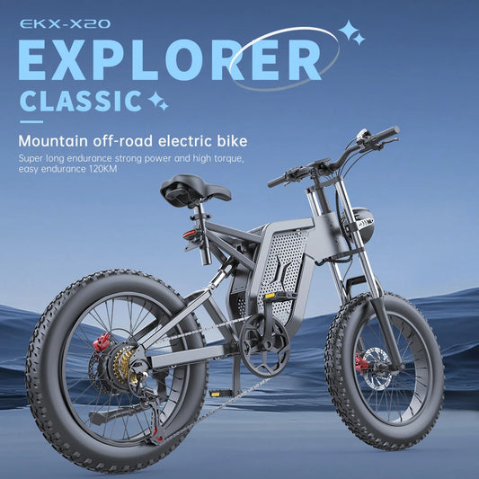 EKX X20 Electric Bike Mountain Moped Ebike 20 Inch Fat Tire 2000W 48V 35AH Men's Road EBike Electric Bicycle For Adults E Bikes RISE DEFENSE SYSTEMS.AI PRODUCTS