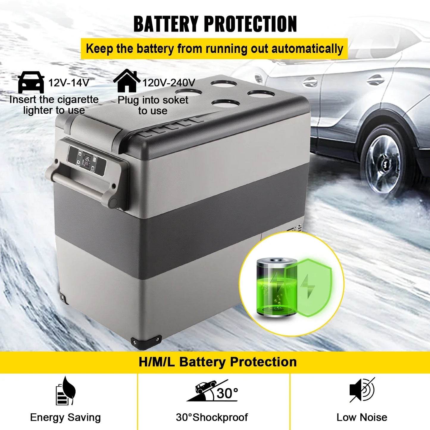 55L Car Refrigerator Mini Fridge Freezer Portable Compressor Cooler 12/24V DC 110-240V Ice Box for Camping RISE DEFENSE SYSTEMS.AI PRODUCTS