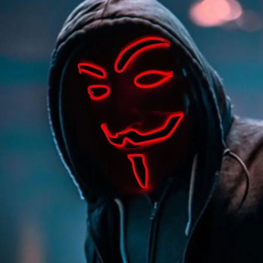 2024 Hot LED Hacker V Vendetta Mask Adults Luminous LED Light Up Mask For Glow Party Costume Accessories Halloween Mask Décor RISE DEFENSE SYSTEMS.AI PRODUCTS