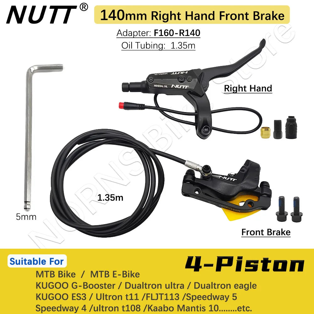 NUTT 4 Piston Y-5 Electric E-Bike Scooter Disc Brake Hydraulic Bicycle 140 160 180 Rotor For A5-D KUGOO Dualtron Kaabo Mantis RISE DEFENSE SYSTEMS.AI PRODUCTS