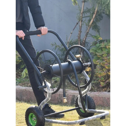 Metal Water Pipe Organizer Frame 100 M Car Wash Watering Home Hose Nozzle High Pressure Hose Reel Set RISE DEFENSE SYSTEMS.AI PRODUCTS
