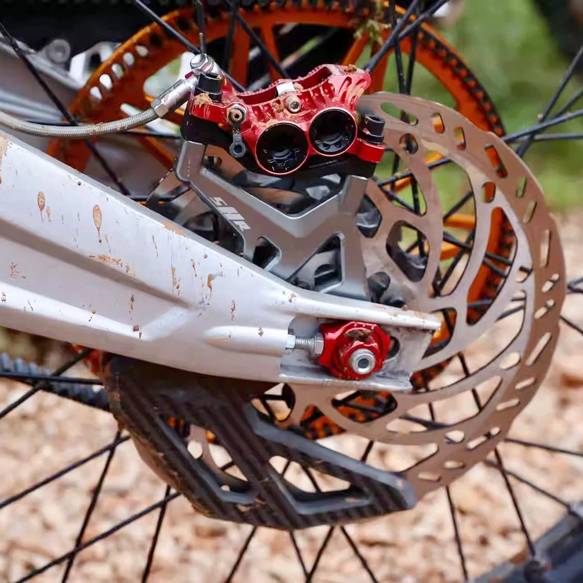 SURRON Light Bee X Modified Carbon Fibre Brake Disc Protection Custom Light Bee Rear Disc Brake Protection RISE DEFENSE SYSTEMS.AI PRODUCTS
