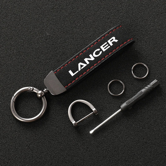 Suede Metal Buckle Car Keychain Business Gift with Logo keyring For Mitsubishi Lancer Car Styling Accessories RISE DEFENSE SYSTEMS.AI PRODUCTS