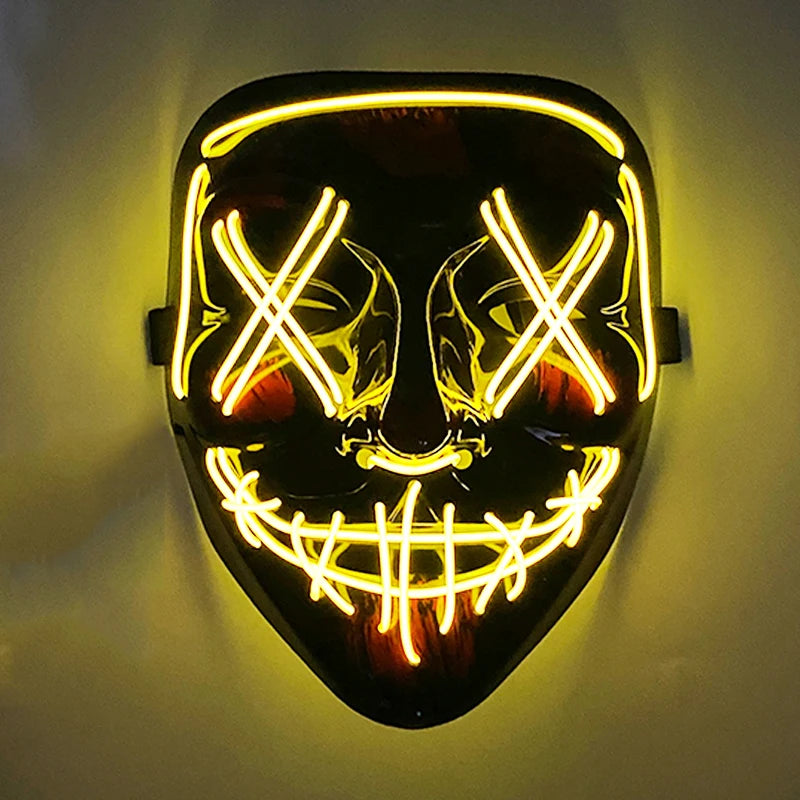 Wireless Scary Glowing Mask LED Luminous Purge Mask Halloween Horror Neon Light Up Cosplay Party Mask Fstival Costume Supplies RISE DEFENSE SYSTEMS.AI PRODUCTS