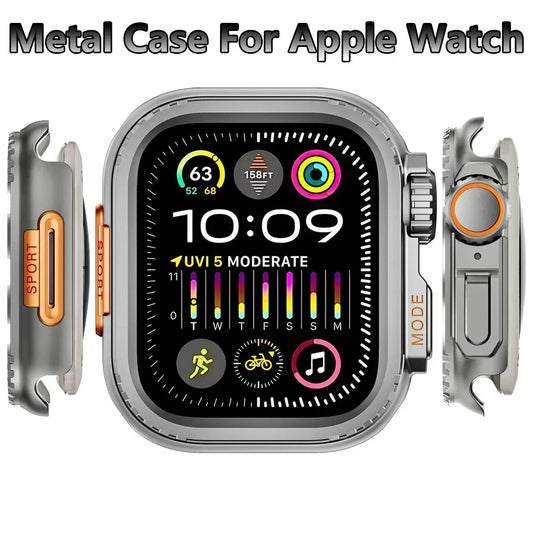 Metal Cover for Apple Watch Ultra 1 2 49mm 45mm Case Metal Shell for IWatch Series 10 46mm 9 8 7 6 5 4 3 SE Frame Protector 44mm RISE DEFENSE SYSTEMS.AI PRODUCTS