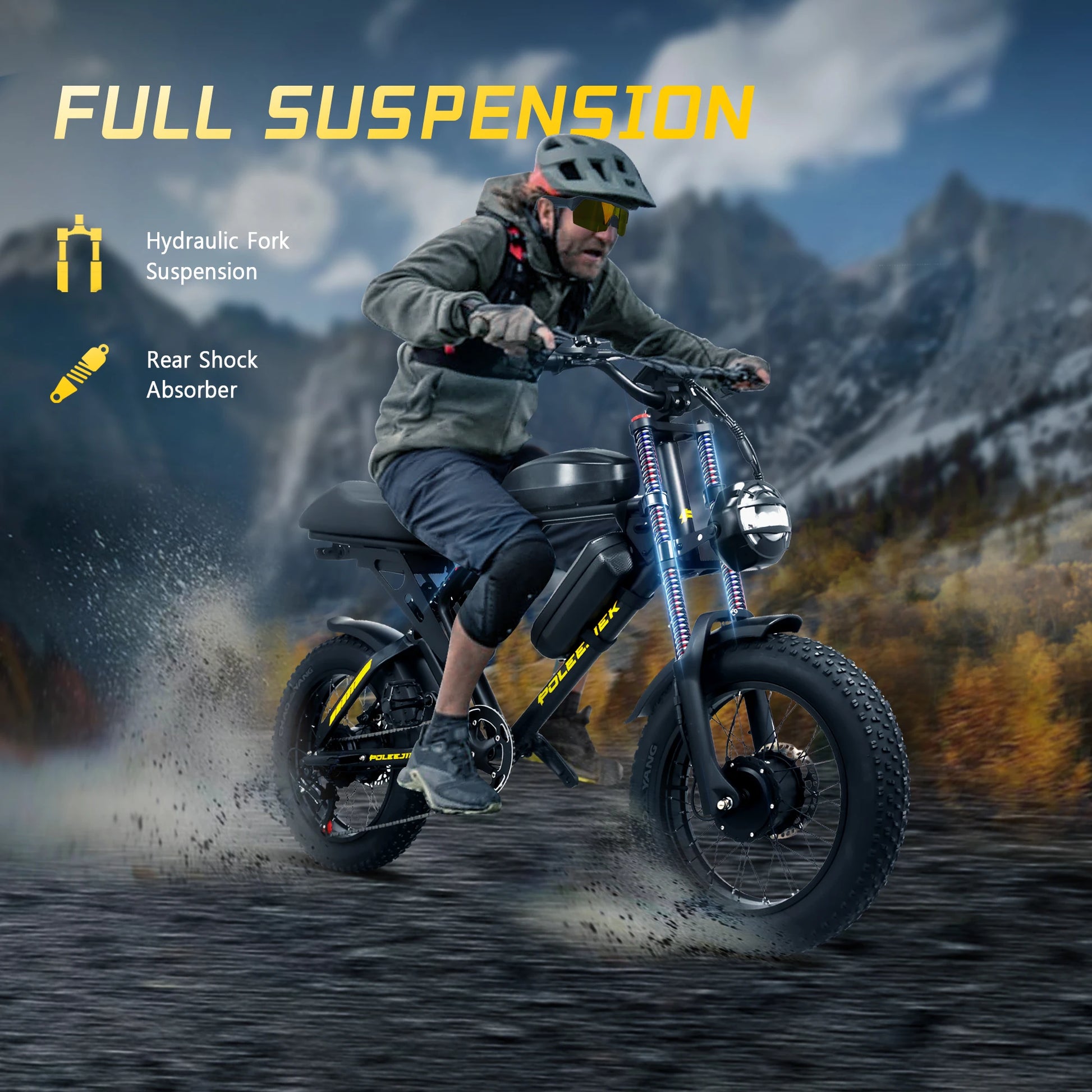 4500W 40MPH Electric Bike with 25.6Ah Battery 20"×4"Fat Tire Ebike for Adults 100Miles Electric Bicycles RISE DEFENSE SYSTEMS.AI PRODUCTS