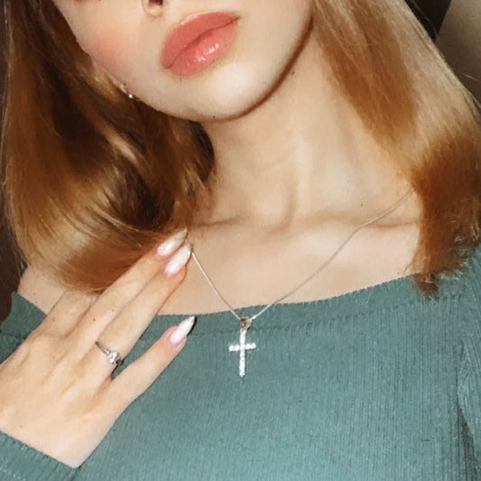 Simple Love Cross Pendant Choker Necklace Charm Rhinestone Couples Jewelry Women's Neck Chain Christmas Gift Lady Necklace RISE DEFENSE SYSTEMS.AI PRODUCTS