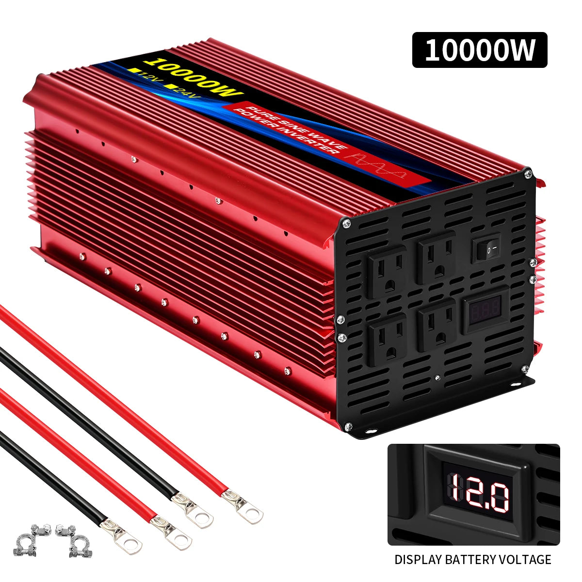 DC 12V/24V to AC 110V60HZ Pure Sine Wave Inverter screen 1600-10000w suitable for Car solar High Energy Converter with LED RISE DEFENSE SYSTEMS.AI PRODUCTS