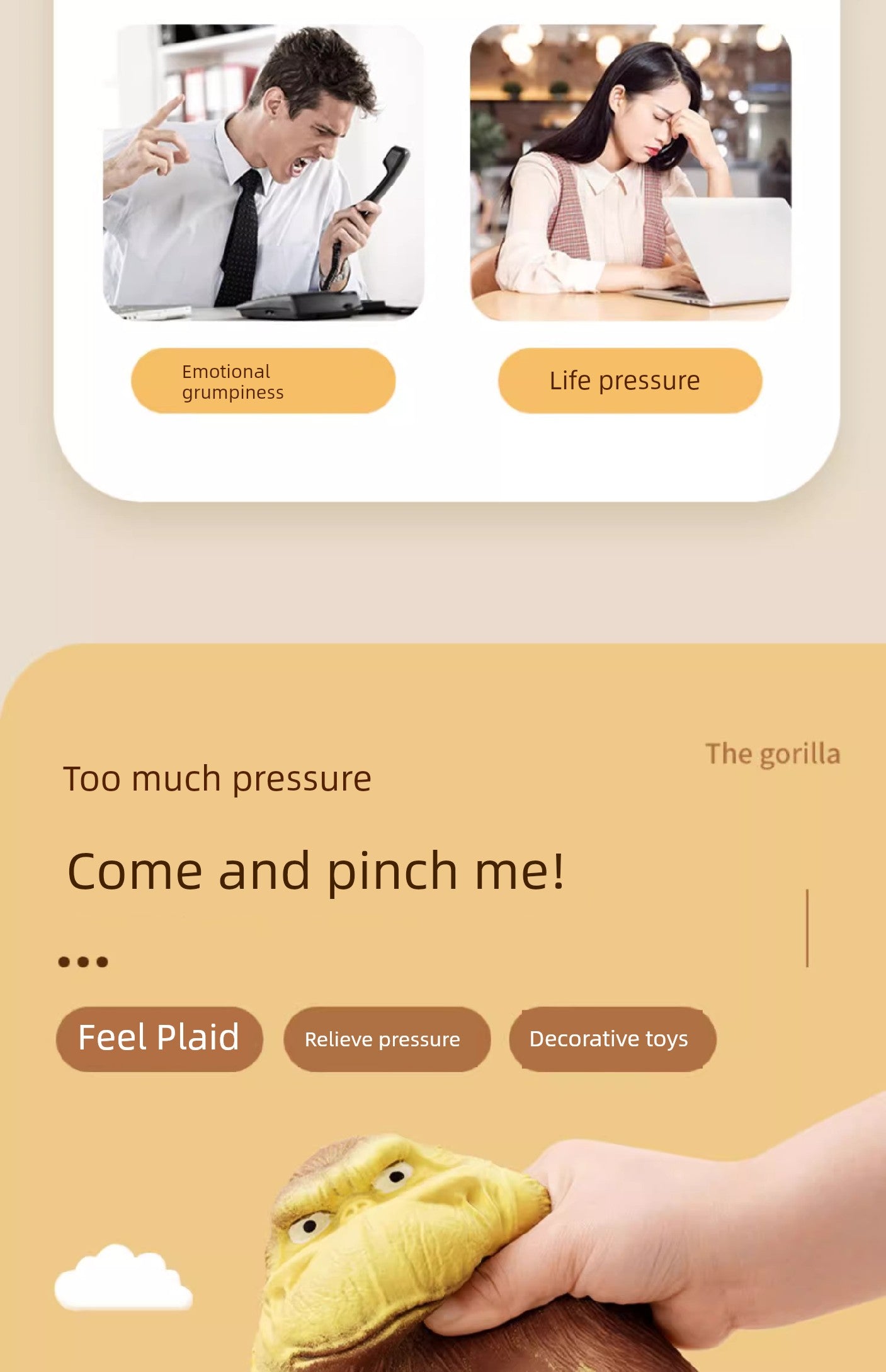 Internet Celebrity Funny Fun Pressing Vent Toy Gorilla RISE DEFENSE SYSTEMS.AI PRODUCTS