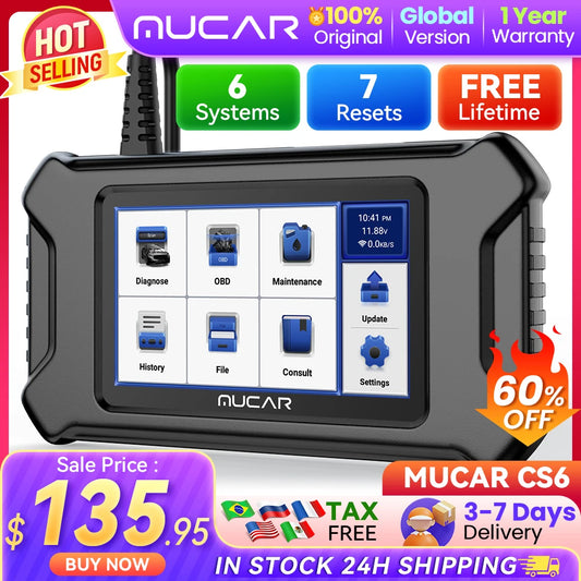 MUCAR CS6 CS5 CS4 OBD2 Scanner Car Diagnostic Tools Automotive Scanner Auto Diagnosis Tool Code Reader 6 Systems 7 Resets Free RISE DEFENSE SYSTEMS.AI PRODUCTS