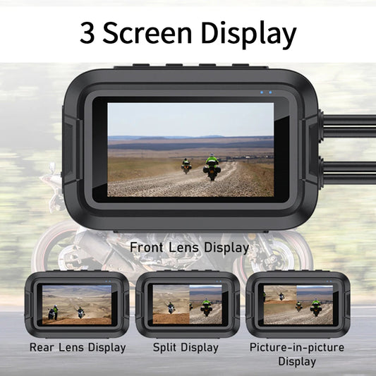 Dual 1080P Motorcycle DVR Full Body Waterproof Moto Camera WiFi GPS Dash Cam Front Rear Driving Video Recorder Black Box RISE DEFENSE SYSTEMS.AI PRODUCTS