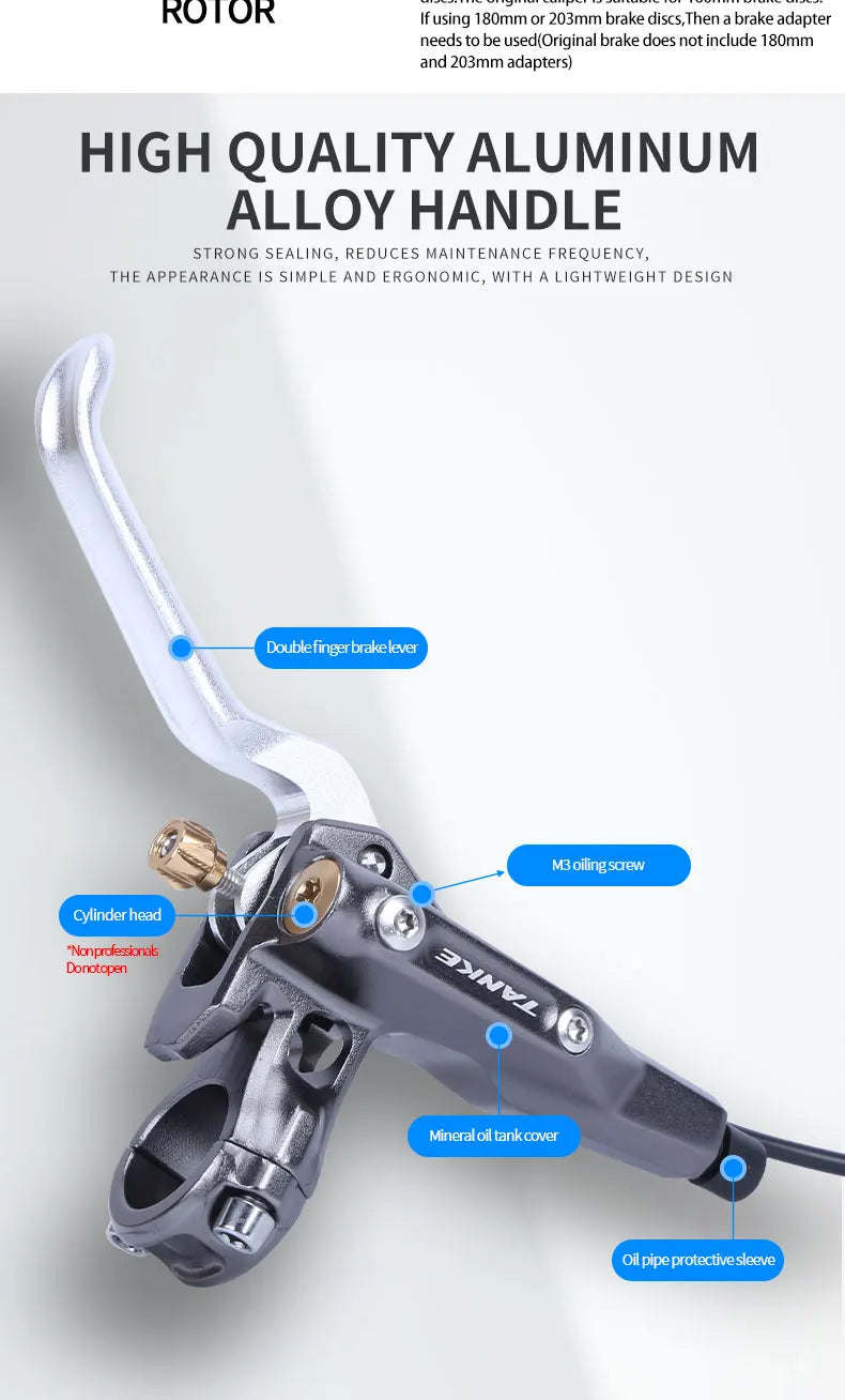 TANKE E-Bike MTB 4 Piston Hydraulic Disc Brake Set 160mm Rotors Oil Pressure Brakes Front Rear Mountain Bicycle Clamp Ultralight RISE DEFENSE SYSTEMS.AI PRODUCTS