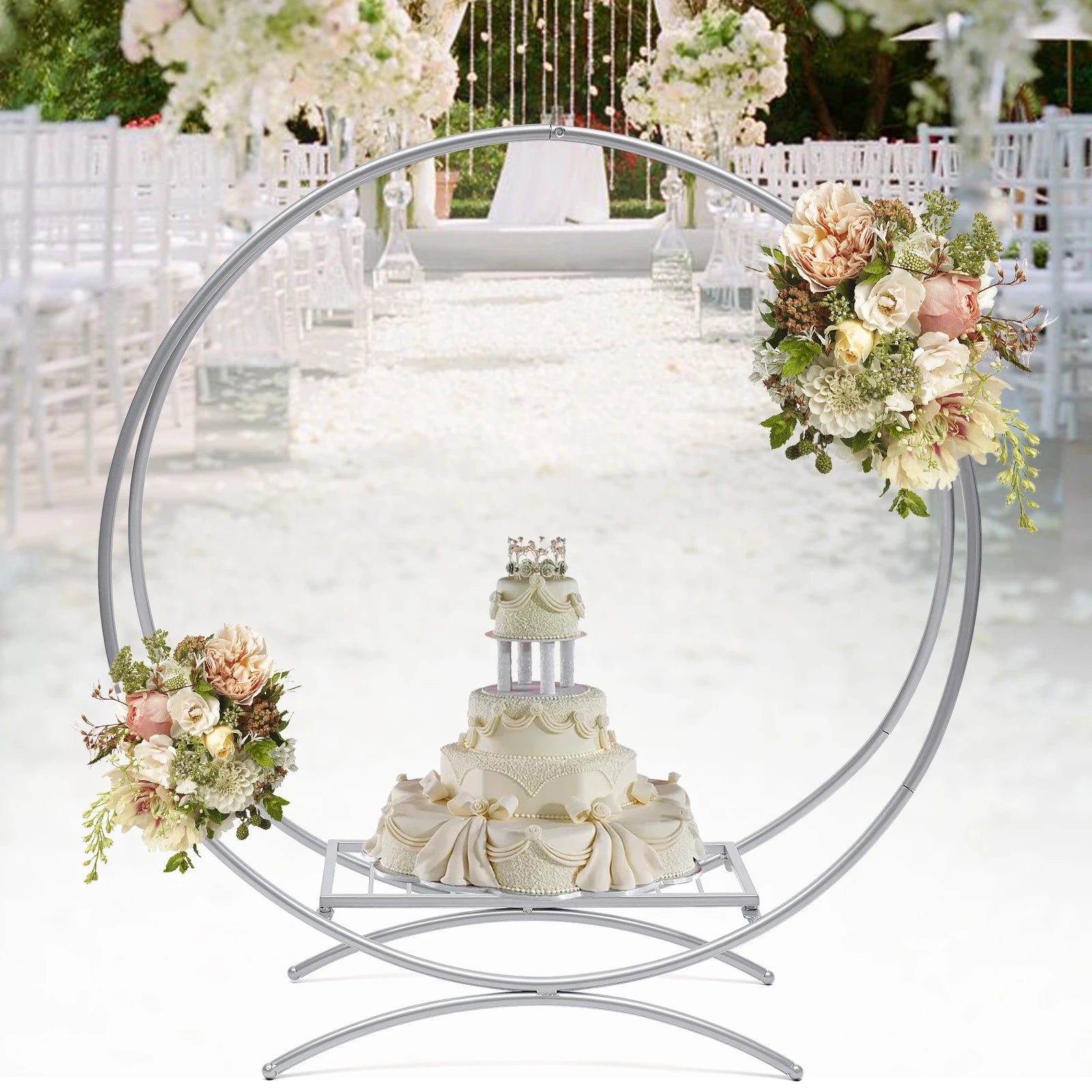 Gold 60cm /80cm Wedding Cake Stand Flower Stand Floral Hoop Wedding Decor Round Metal Wedding Arch Gold Double Hoop Wedding Part RISE DEFENSE SYSTEMS.AI PRODUCTS