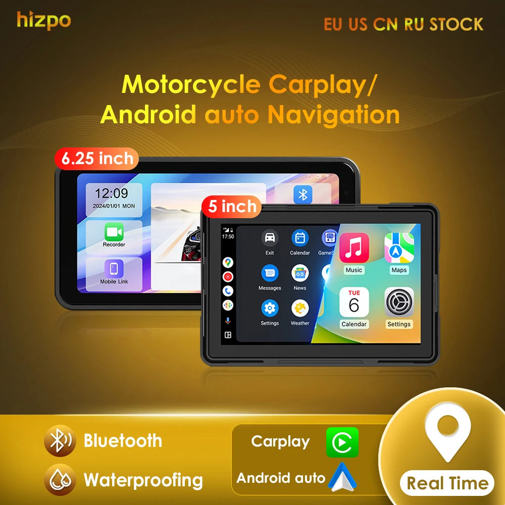 5“ 6.25” Waterproof Motorcycle Navigation Display Screen Portable Motorcycle Monitor Bluetooth Wifi Android Auto Apple Carplay RISE DEFENSE SYSTEMS.AI PRODUCTS