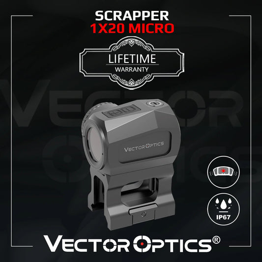 Vector Optics Scrapper 1x20 Ultra Compact Red Dot Sight 3MOA Dot With Motion Sensor IP67 Waterproof For AR Style Rifle RISE DEFENSE SYSTEMS.AI PRODUCTS