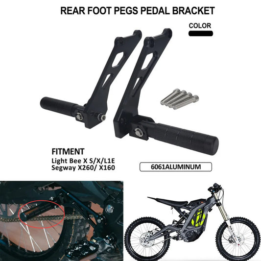 Motorcycle Rear Foot Pegs Pedal Bracket Passenger Footrests For Sur Ron Light Bee X S/X/L1E Segway X260/X160 Electric Dirt Bike RISE DEFENSE SYSTEMS.AI PRODUCTS