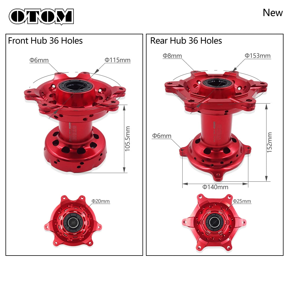 OTOM 36/32 Holes Motorcycle Front Rear Wheel Hub CNC Aluminum For HONDA CR125 CR250 CRF250R CRF450R CRF250X CRF450X Accessories RISE DEFENSE SYSTEMS.AI PRODUCTS